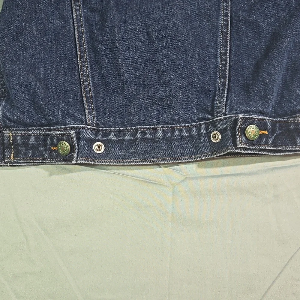 OshKosh B'gosh Classic Blue Jean Jacket Green Buttons Kids Size 4